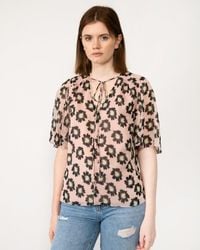 Ted Baker - Split Sleeve Top With Neck Tie - Lyst