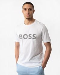 BOSS - Tee 1 Cotton Jersey Regular Fit T-shirt With Mesh Logo - Lyst
