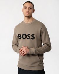 BOSS - Salbo 1 Cotton Blend Sweatshirt With 3d-moulded Logo - Lyst
