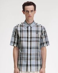 Fred Perry - Short Sleeve Madras Check Shirt Light Smoke 353 - Lyst
