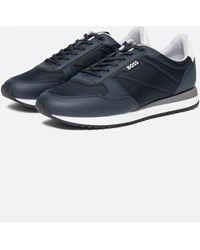 BOSS - Kai Mixed-material Trainers With Pop-colour Details - Lyst