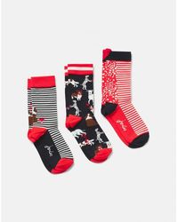 Joules Excellent Everyday Socks 3-pack - Red