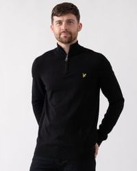 Lyle & Scott - Cotton Merino Quarter Zip Jumper Colour: Z865 Jet, Size: L - Lyst