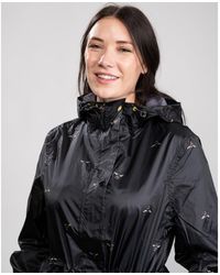 Joules Golightly Printed Waterproof Packable Jacket - Black