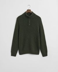 GANT - Wool Blend Neps Half Buttoned Jumper - Lyst