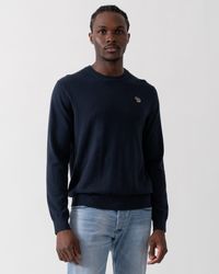 Paul Smith - Ps Zebra Badge Crew Neck Jumper Colour: 49 Very Dark, Size: L - Lyst