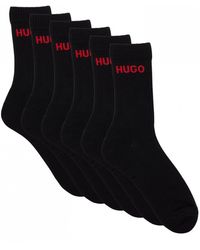 HUGO - 6 Pack Qs Rib Logo Combed Cotton Socks Nos - Lyst