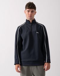 BOSS - Sweat 1 1/4 Zip Sweatshirt With Contrast Piping Size: M - Lyst
