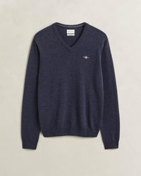 GANT - Superfine Lambswool V-Neck Sweater - Lyst