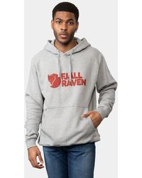Fjallraven - Logo Hoodie -Melange 020-999, Size: L - Lyst