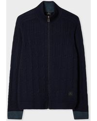 Paul Smith - Ps Full Zip Cable Knit Sweater - Lyst