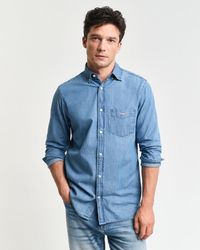 GANT - Regular Fit Indigo Shirt - Lyst