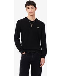 Lacoste - Monochrome Jersey V Neck Sweater - Lyst
