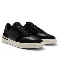 BOSS - Clint Cupsole Lace-up Trainers In Leather And Suede - Lyst
