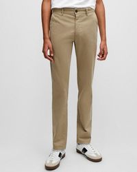 BOSS - Slim Fit Chinos In Stretch-cotton Satin Nos - Lyst