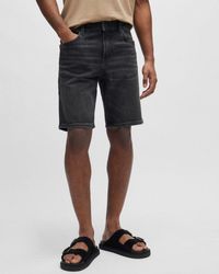 BOSS - Re.maine Regular Fit Shorts In Dark Grey Comfort-stretch Denim - Lyst