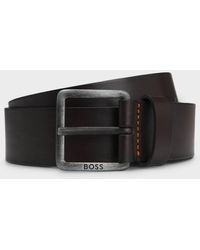 BOSS - Jeeko Leather Belt With Logo Buckle Nos - Lyst
