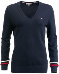 Tommy Hilfiger Womens New Ivy V Neck Jumper - Blue