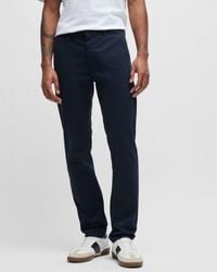 BOSS - Slim Fit Chinos In Stretch-cotton Satin Nos - Lyst