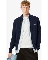 Lacoste - High Neck Zipped Cotton Sweater - Lyst
