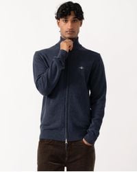 GANT - Superfine Lambswool Full Zip Sweater - Lyst