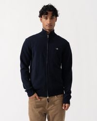 GANT - Superfine Lambswool Full Zip Sweater - Lyst
