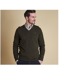 barbour essential lambswool v neck jumper