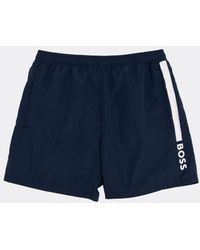 BOSS by HUGO BOSS - Dolphin Nos Quick-drying Swim Shorts With Stripe And Logo - Lyst