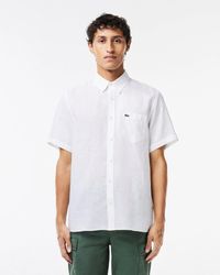 Lacoste - Short Sleeve Straight Cut Linen Shirt - Lyst
