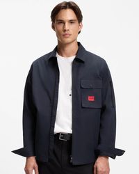 HUGO - Emmond Zip Overshirt With Logo Label - Lyst
