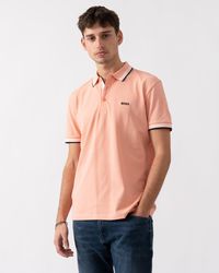 BOSS - Boss Paddy Cotton-Pique Polo Shirt With Contrast Logo Colour: Light/Pastel 632, Size: L - Lyst