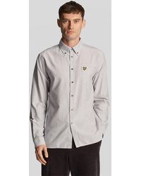 Lyle & Scott - Stripe Oxford Shirt Colour: X168 Gun Metal Size: L - Lyst