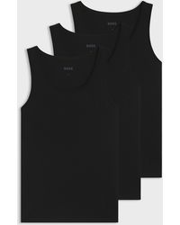 BOSS - Tanktop Classic 3 Pack Cotton Underwear Vests With Embroidered Logos - Lyst