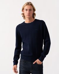 GANT - Herringbone Textured Crew Neck Sweater - Lyst