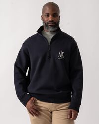 ARMANI EXCHANGE - Embroidered A|x Logo 1/4 Zip Sweatshirt - Lyst