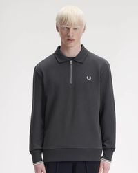 Fred Perry - Half Zip Collared Sweatshirt - Lyst