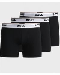 BOSS - Power Three Pack Stretch Cotton Boxer Briefs With Logos Nos Size: M - Lyst