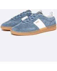 BOSS - Brandon Suede-leather Lace-up Trainers With Branding - Lyst