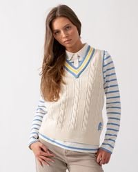 Joules - Deuce V-Neck Cable Knit Tank Top - Lyst