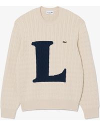Lacoste - Intarsia Cable Knit Sweater - Lyst