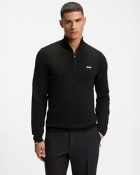 BOSS - Ever-X Cotton Sweater With Quarter Zip - Lyst