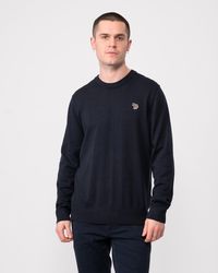 Paul Smith - Ps Crew Neck Zebra Badge Jumper Colour: 49 Very Dark - Lyst