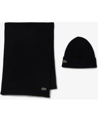Lacoste - Beanie And Scarf Set - Lyst