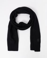 BOSS - Akaio R Plain-Knit Scarf With Woven Logo Badge - Lyst