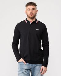 BOSS - Plisy Long Sleeve Contrast Collar Polo - Lyst