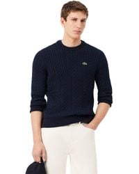 Lacoste - Cable Knit Cotton Jumper - Lyst