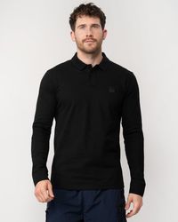 BOSS - Passerby Long Sleeve Stretch-Cotton Polo Shirt With Logo Patch Nos Size: S - Lyst