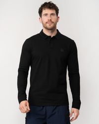 BOSS - Passerby Long Sleeve Stretch-Cotton Polo Shirt With Logo Patch Nos Size: S - Lyst