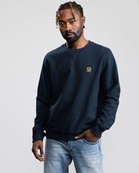 Belstaff - Crew Neck Sweatshirt With Logo Patch - Lyst