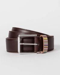 Paul Smith - Leather Belt With Signature Stripe Keeper - Lyst